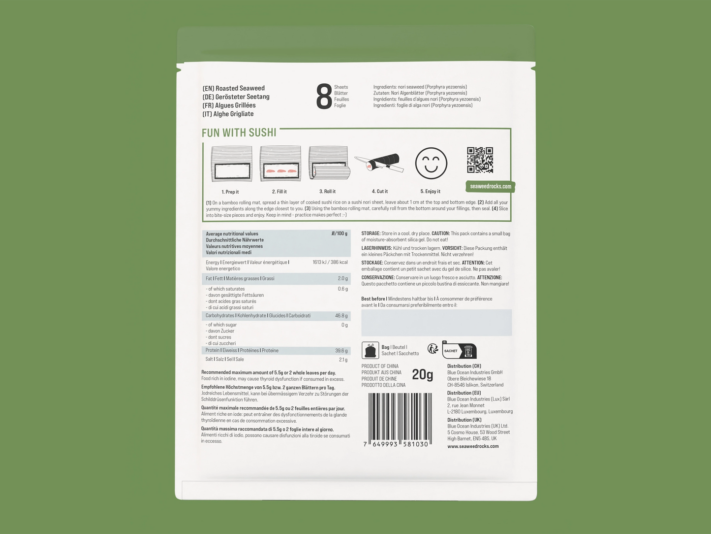 Nori Sushi Sheet - 8 sheets